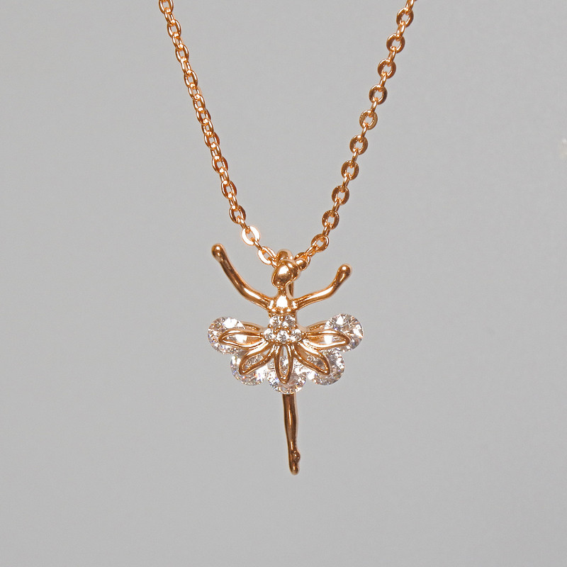 Necklace 'Ballerina' Xuping with a pendant of white crystals, diameter 12x17, 5 mm ±, length 45-50 cm ±, thickness 1 mm ±