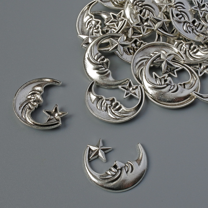 Moon finding for pendant or brooch, diameter 6x9 mm ± packaging 25 pcs ± 20 g