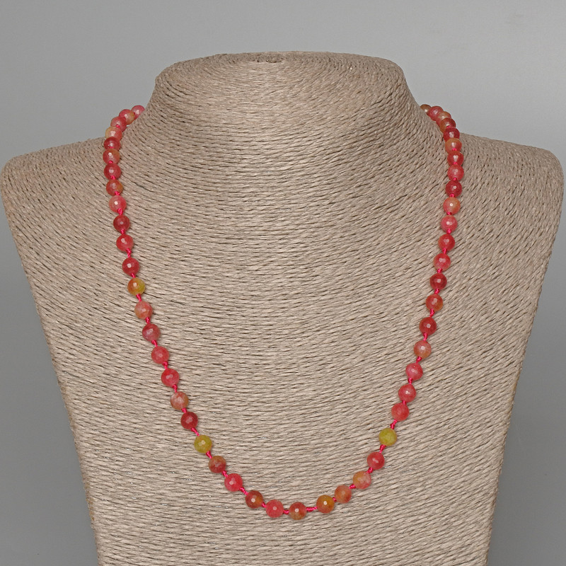 Polychrome Tourmaline Necklace with Faceted Beads, 6 mm Diameter ±, 48 cm Length