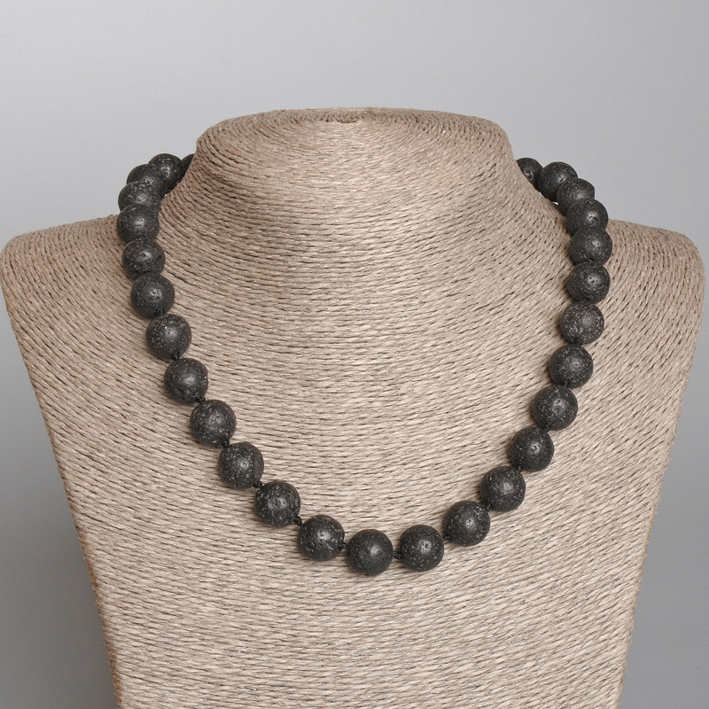 Volcanic Lava Bead Necklace, diameter 12mm+-, length 47cm+