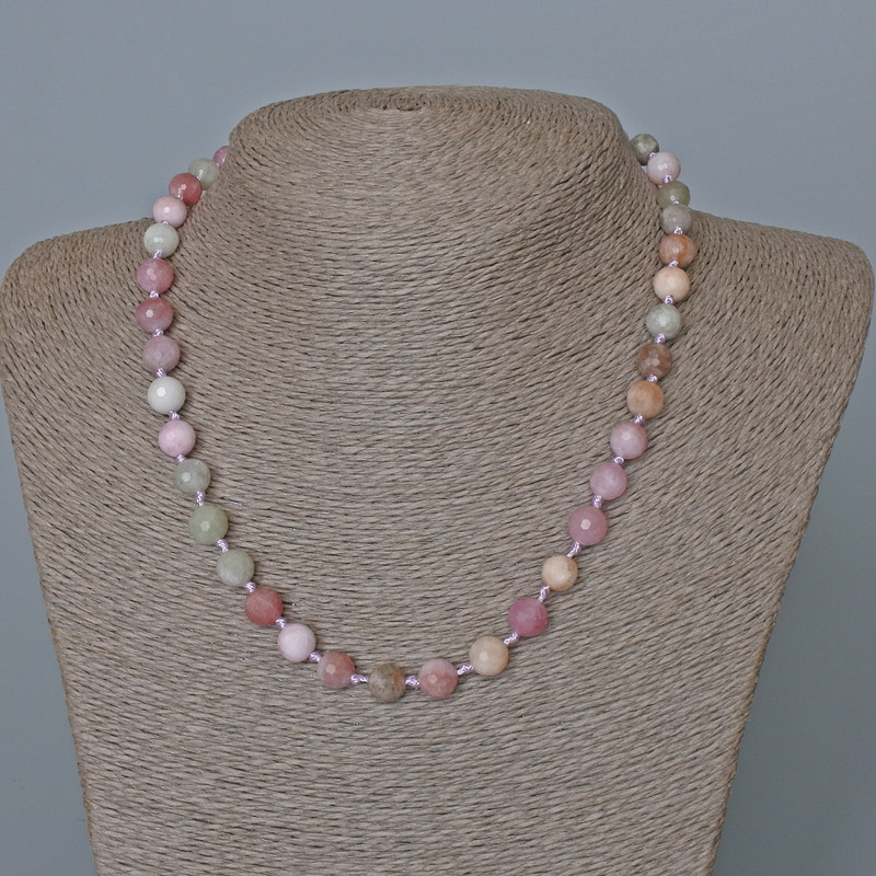 Colored Jadeite Necklace with 8mm Faceted Beads