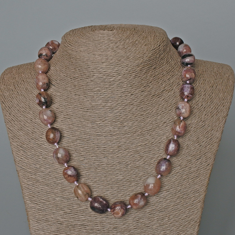 Charoite Necklace with Natural Stone, Faceted Beads, 12×14 mm Diameter, 51 cm Length
