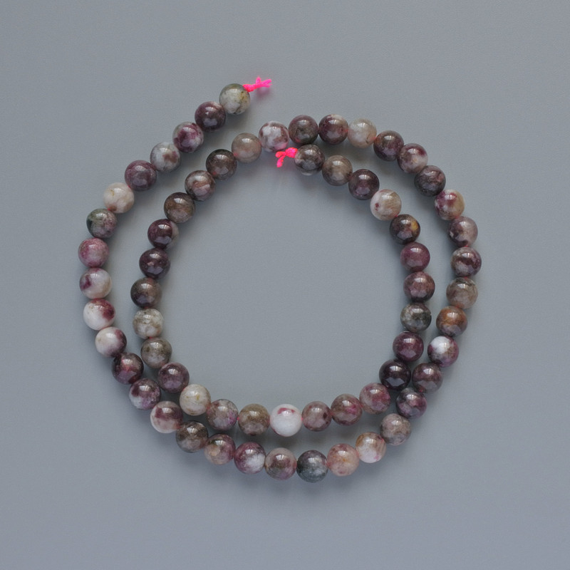 Tourmaline Beads, Natural Stone, Smooth Round Beads, 6 mm Diameter, 39 cm Length on Thread