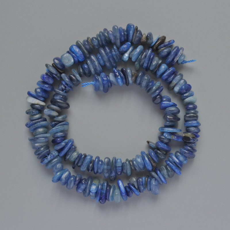 Kyanite natural stone nugget beads, 8x3 mm diameter, 40 cm length on thread