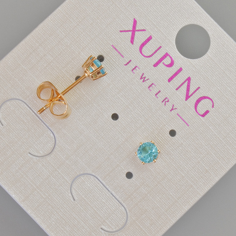 Xuping Blue Crystal Stud Earrings, 5 mm Diameter, 18K Gold Plating