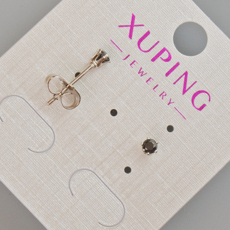 Xuping stud earrings with a black crystal, 3.5 mm diameter, Rhodium