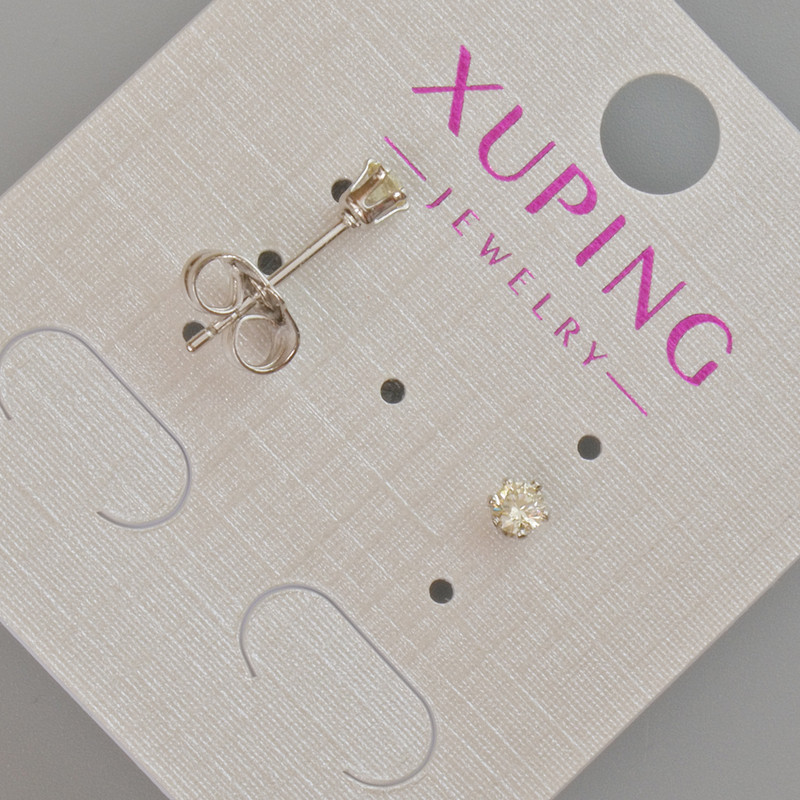 Xuping Stud Earrings with Yellow Crystal, 3.5 mm Diameter, Rhodium-Plated
