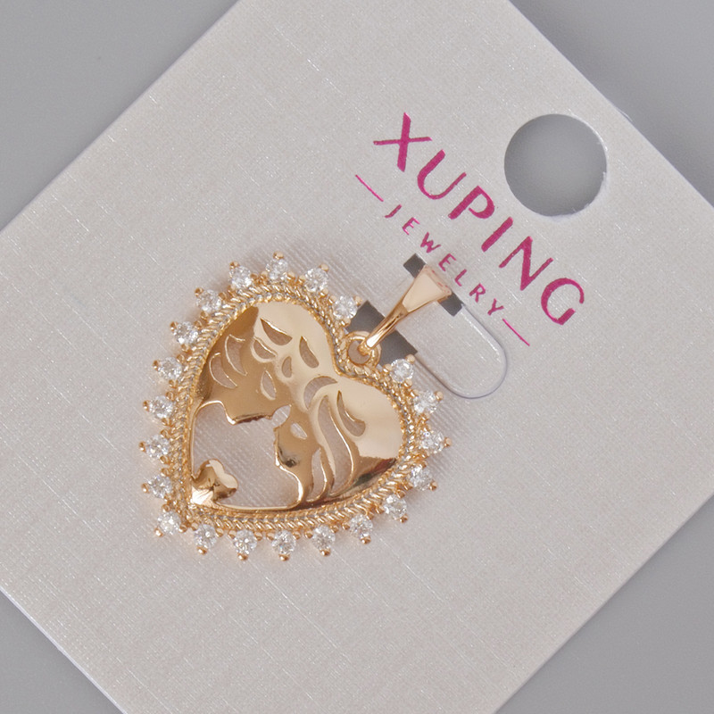 Pendant Xuping 'Heart' with White Crystals, 24x21mm Diameter, 18K Gold Plating