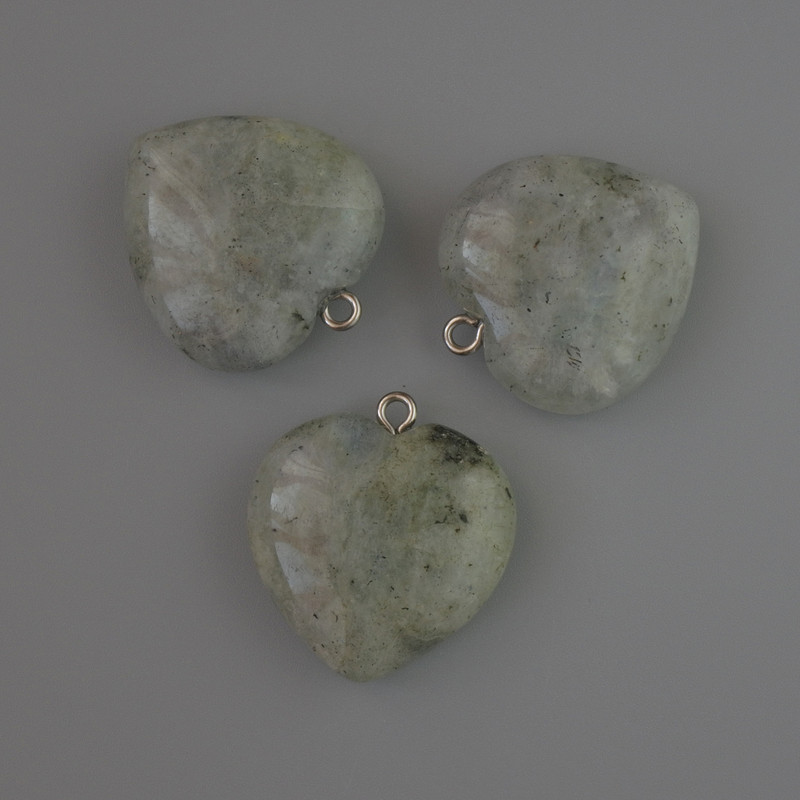 Labradorite Heart Pendant, 27×25 mm+