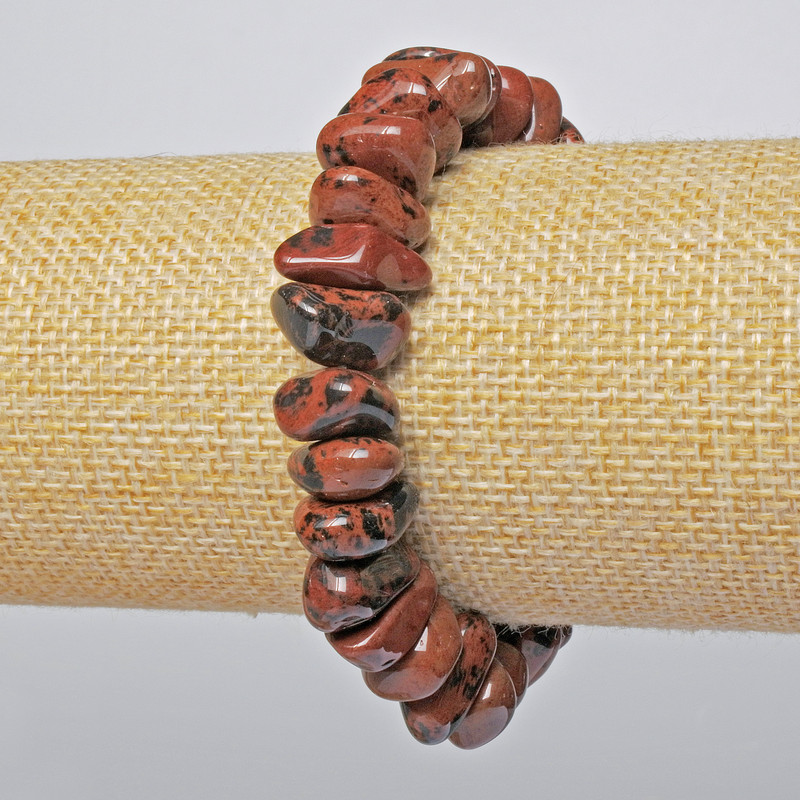 Bracelet made from natural obsidian, faceted beads, diameter 15x7 mm, length 18 cm + - (stretch)