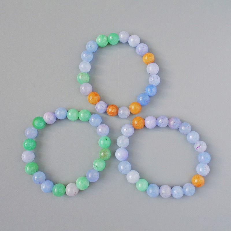 Assortment Bracelet (pressed) smooth bead, 10mm diameter ±, length 18cm ± (stretch)