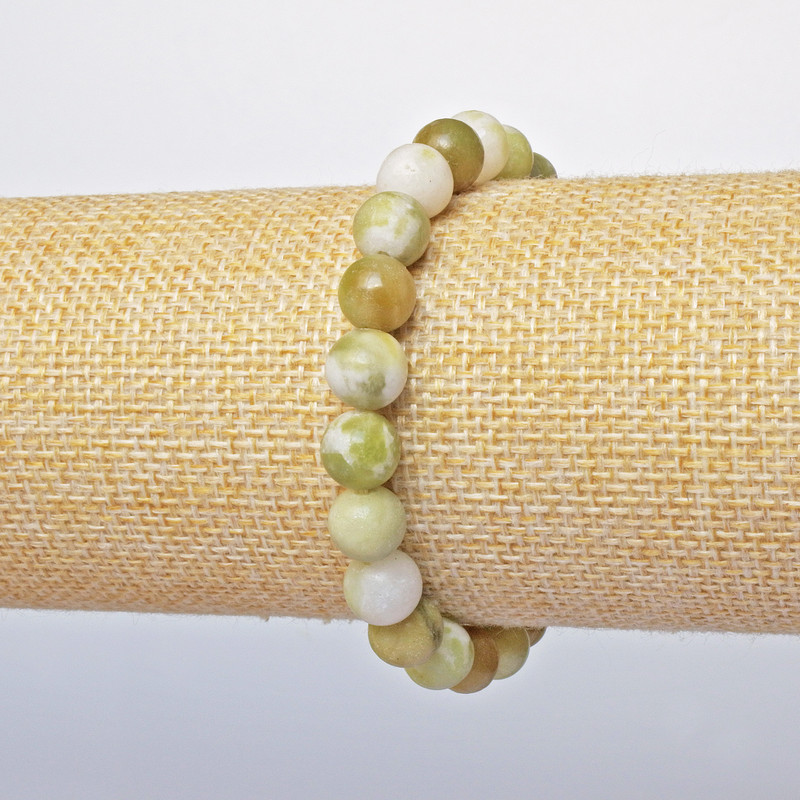 Yellow Jadeite Bracelet (Pressed) - Smooth Beads, 9 mm Diameter, Length 18 cm (Stretch)