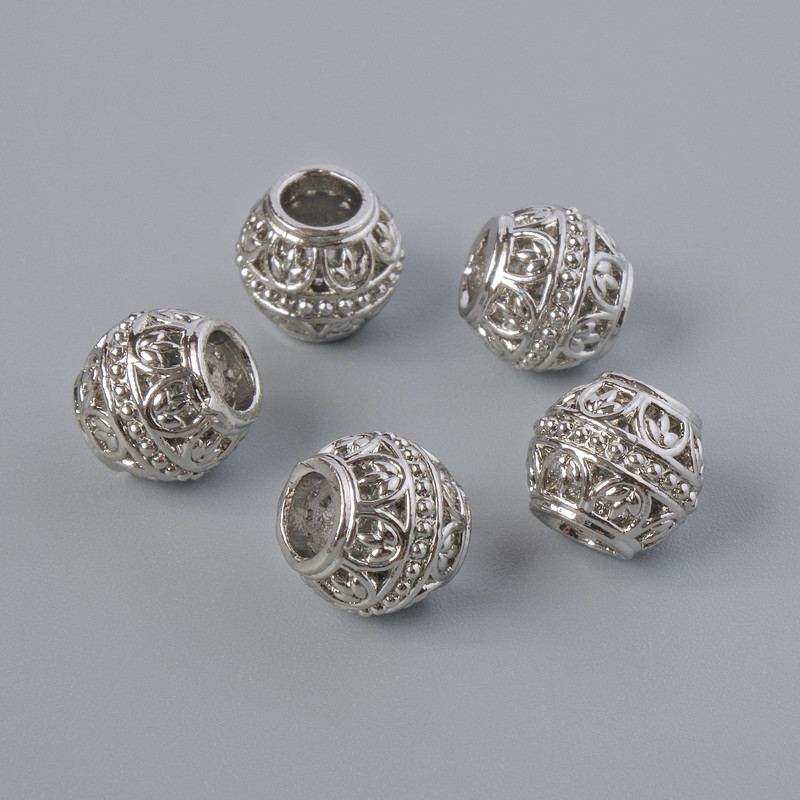 Bead insert findings, dimensions 6.5×7.5 mm ±, hole diameter 3.3 mm, silver-colored metal, 1 pc