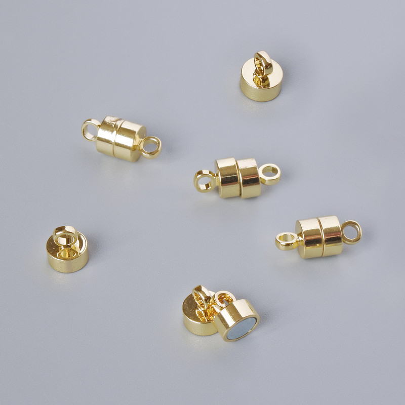 Magnetic clasp, gold-tone metal, diameter 11.5×6 mm, 1 piece