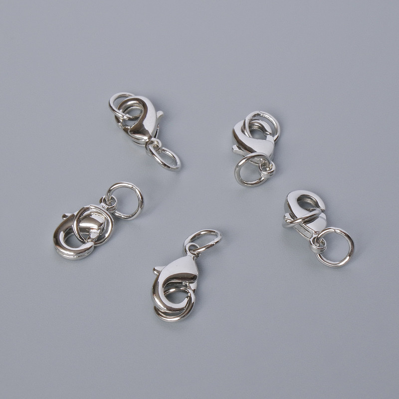 Фурнітура застібка карабін, діаметр 12х6мм сріблястий колір металу, 1шт