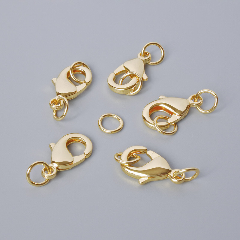 Фурнітура застібка карабін, діаметр 15х8мм золотистий колір металу, 1шт