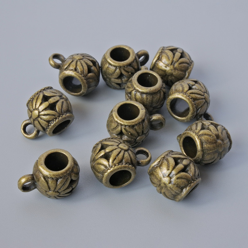 Фурнітура Бейл тримач, діаметр 9х9, 5мм, діаметр отвору 2, 1мм, 4, 4мм, довжина 13мм, фас. 11шт +- бронзовий колір металу