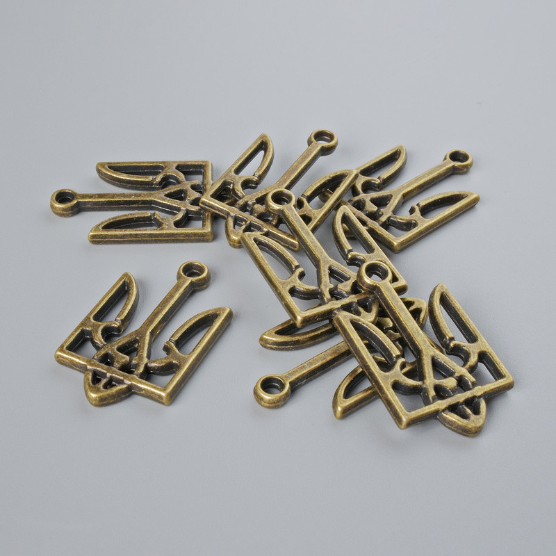 Pendant fittings 'Coat of Arms of Ukraine', diameter 15×25 mm ± packaging 7 pcs ± bronze metal color
