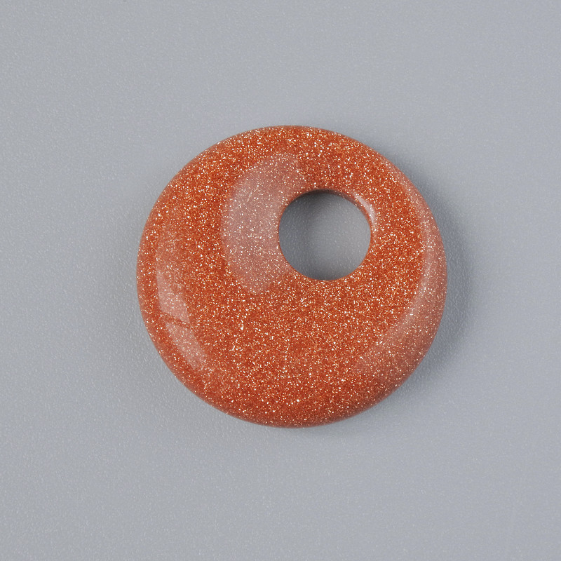 Donut Pendant (bagel) Aventurine Golden Sand (synthetic) stone, diameter 18x5mm +-, hole diameter 5mm+-