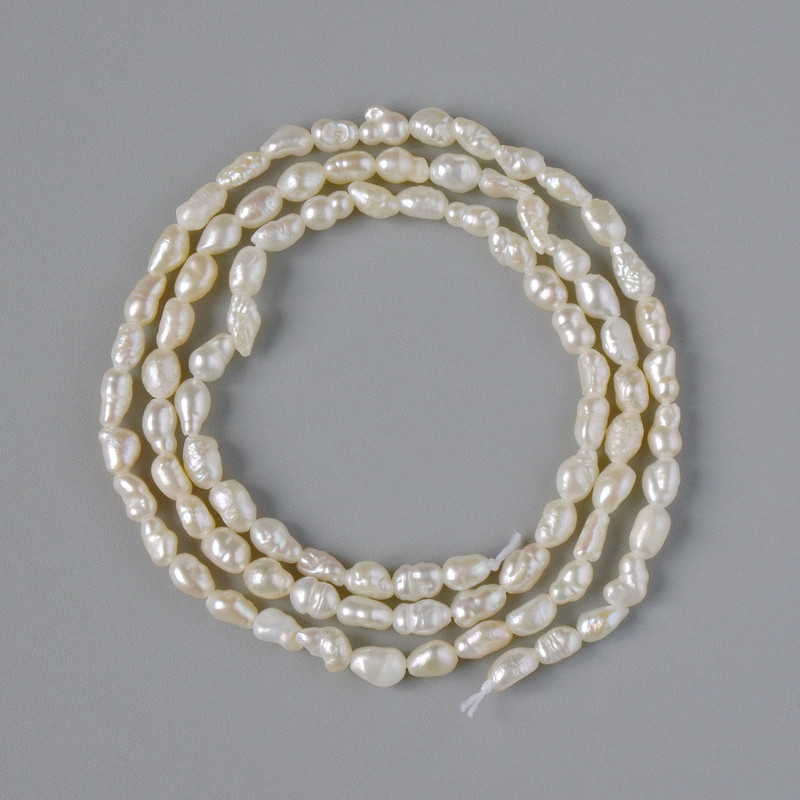 Freshwater Pearl Beads, diameter 3×4 mm, length 36 cm on a thread