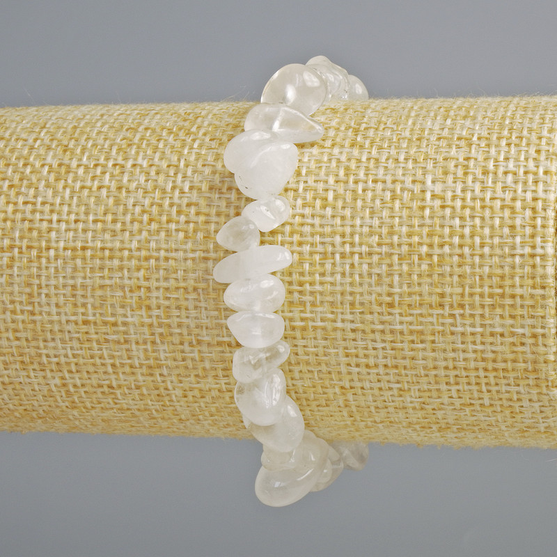 Bracelet made from Mountain Crystal natural stone chip, 8x4 mm diameter, length 18 cm +/- (stretch)