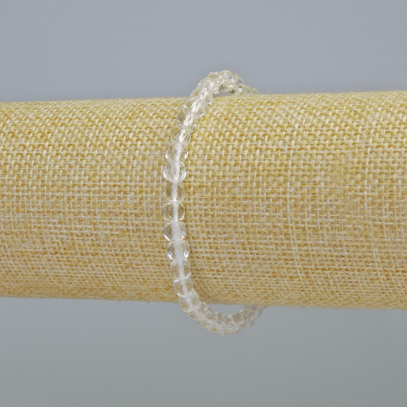Bracelet of Rock Crystal, natural stone, faceted cube beads, diameter 4.5 mm ±, stretch, length 18 cm+