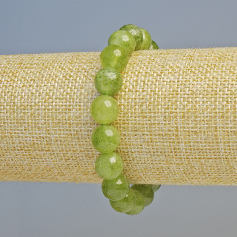 Jadeite Bracelet, Natural Stone, Smooth Bead, Diameter 10mm± (Stretch), Length 18cm+
