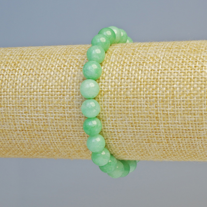 Amazonite bracelet natural stone smooth bead, 8mm diameter ± (stretch), length 18cm+