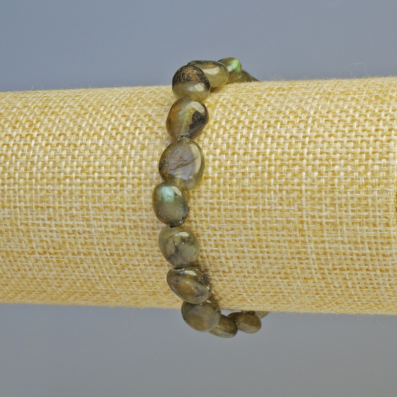 Labradorite Bracelet, natural stone, faceted beads, diameter 9x10mm ± (stretch), length 18cm+