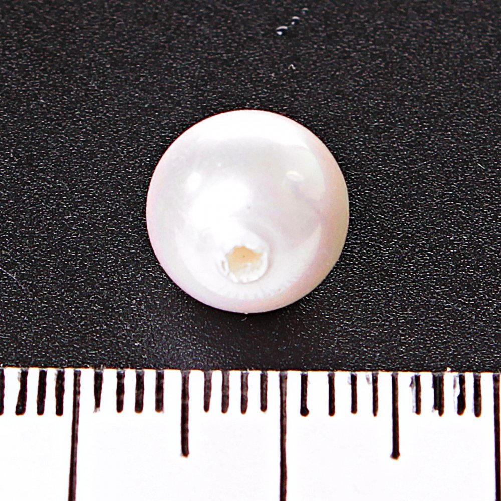 White pearl bead for jewelry findings, single-sided hole, 10mm, pack of 18