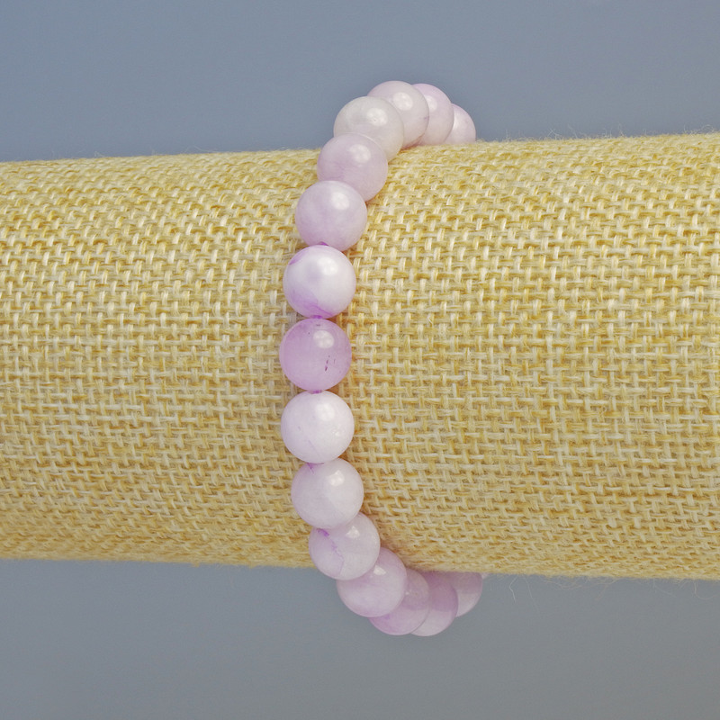 Kunzite Bracelet (synthetic) smooth beads, 8 mm diameter +/- (stretch), length 18 cm+