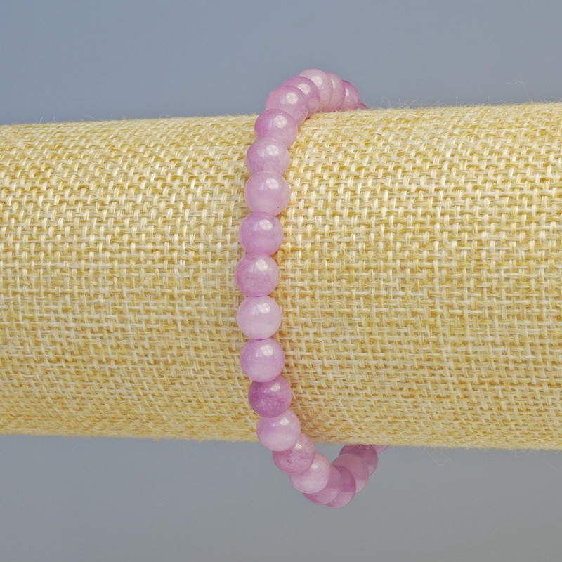 Kunzite Bracelet (pressed) Smooth Bead, 6.5 mm diameter, stretchy, length 18 cm+