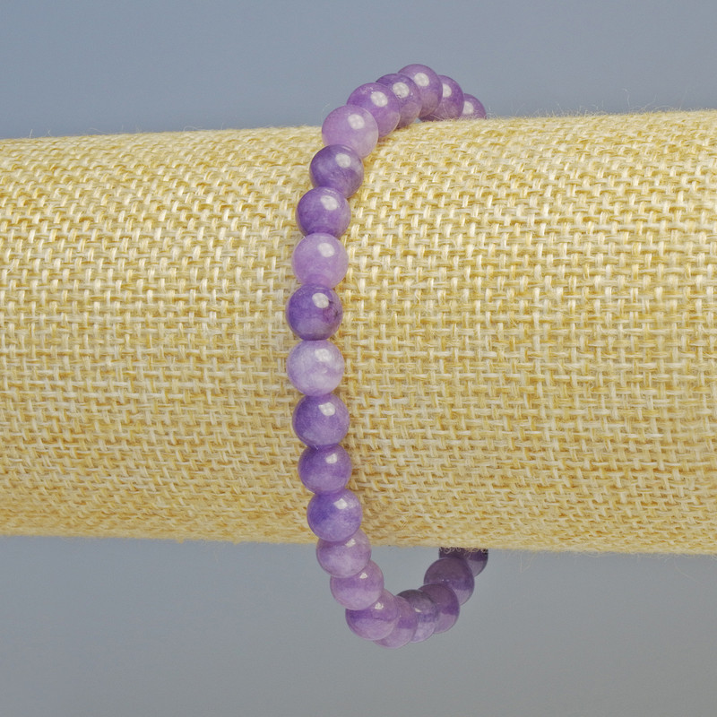 Lepidolite Bracelet (pressed) smooth beads, diameter 6.5 mm +/- (stretch), length 18 cm+