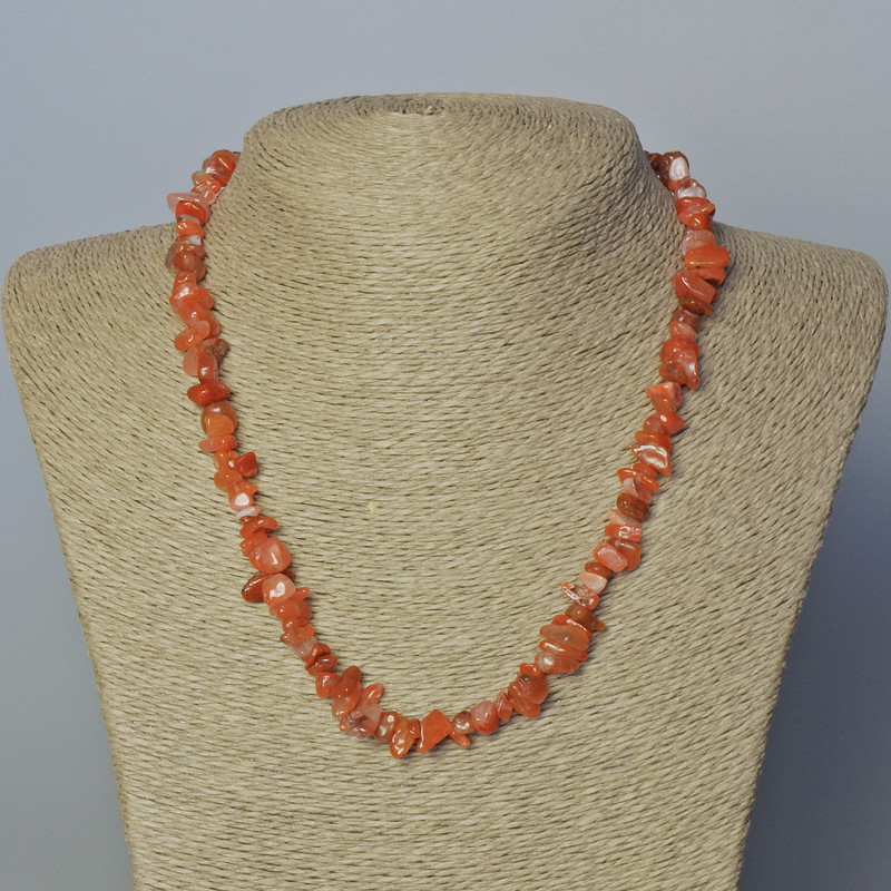 Carnelian Necklace with natural stone chips, diameter 8x4 mm, length 45-47 cm