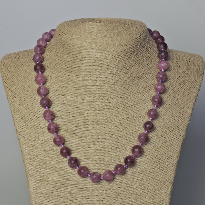 Natural Rubellite Tourmaline Necklace, smooth beads, diameter 10.5 mm, length 45-49 cm