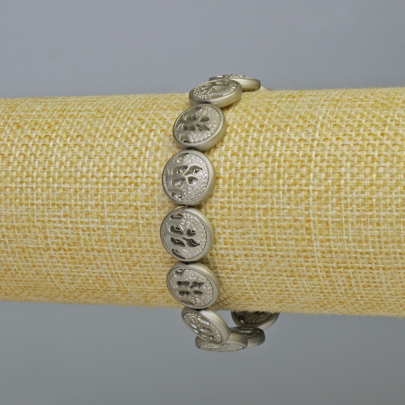 Hematite Bracelet, Matte Silver Color, Diameter 12×4.5 mm, Length 18 cm +/- (Stretch)