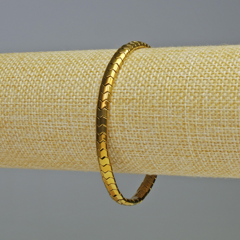 Hematite Bracelet Snake Wave Gold, diameter 5x4x3 mm, length 18 cm, stretch