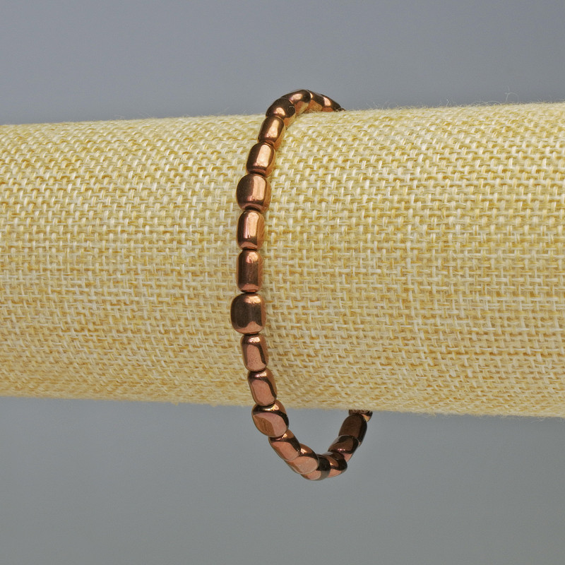 Hematite bracelet copper-colored, oval beads, diameter 7×6 mm, length 18 cm, stretch