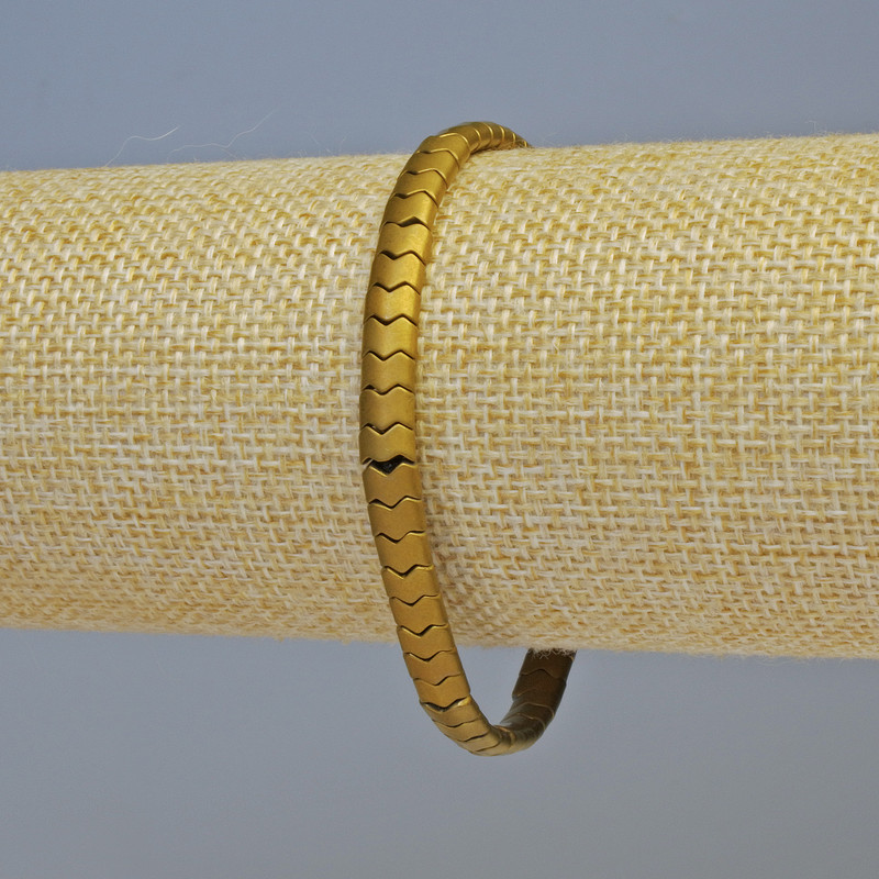Hematite 'Snake' Bracelet, matte gold color, 5x4x3 mm diameter, 18 cm length, stretch