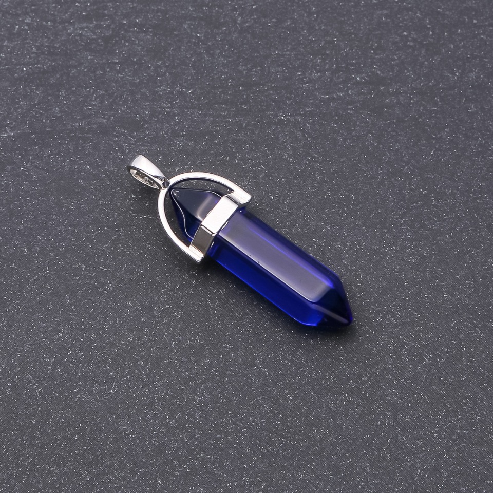 Blue hexagonal pendant 41×34×9 mm