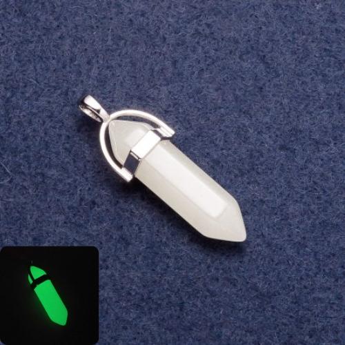 Onyx Pendant that Glows in the Dark, Hexagon "Green Glow"