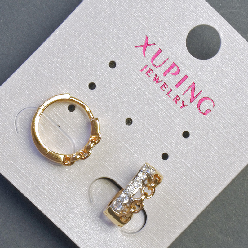 Xuping Earrings 13x5 mm '18K Gold Plating' with White Crystals