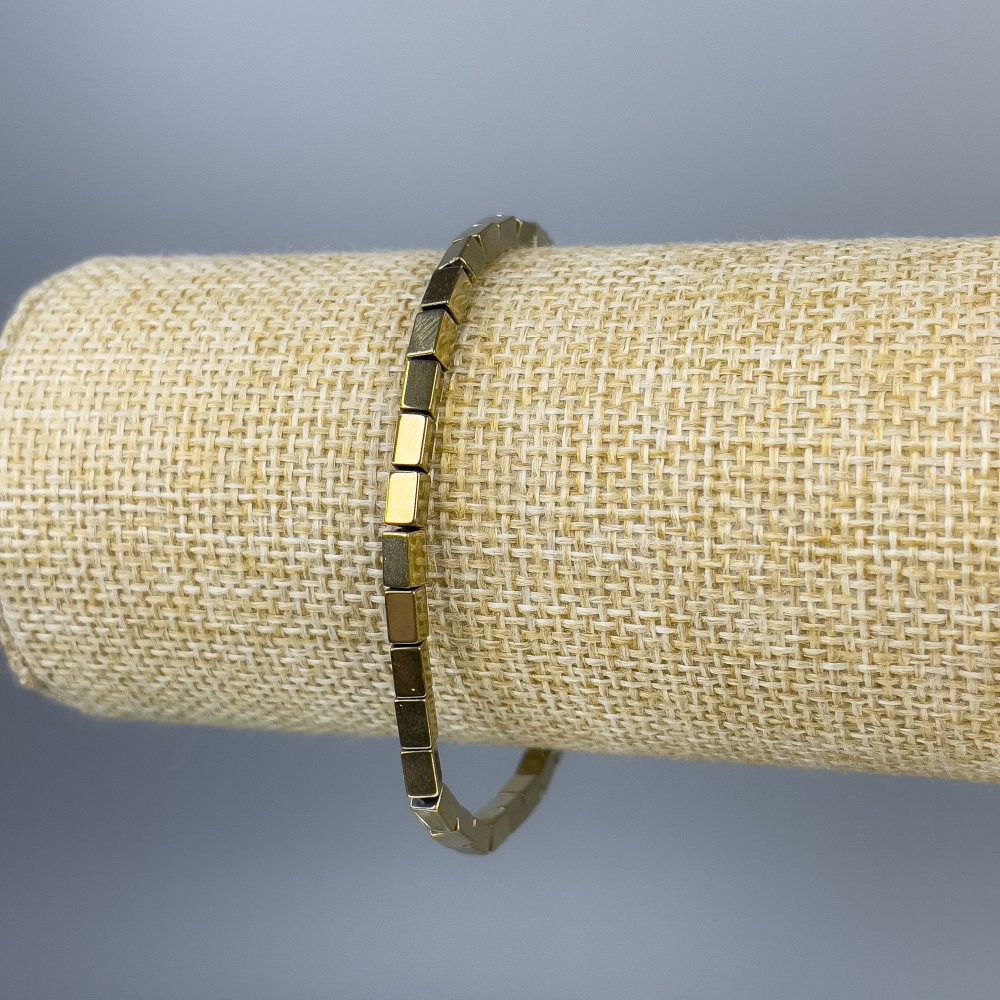 Golden hematite bracelet with rectangular beads