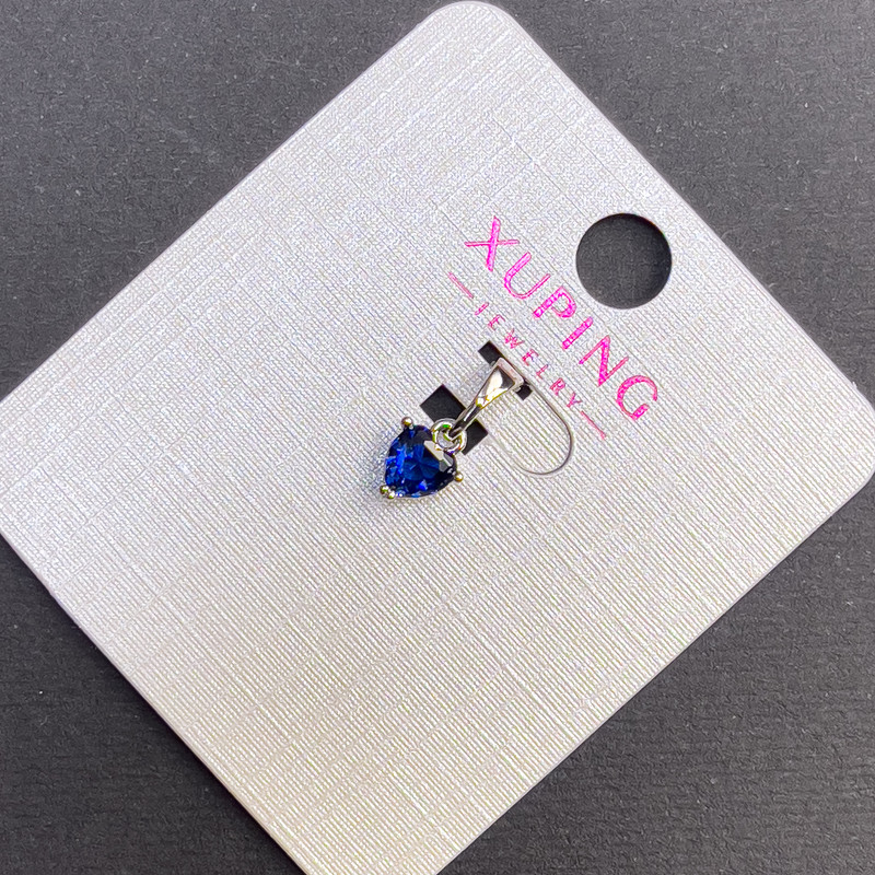 Кулон Xuping Сердце з синім кристалом, діаметр 6мм+ -, довжина 12мм+- родій