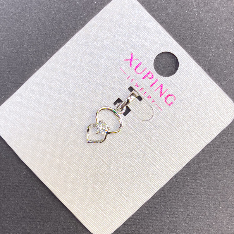 Кулон Xuping з білими стразами, діаметр 8мм+ -, довжина 20мм+- родій