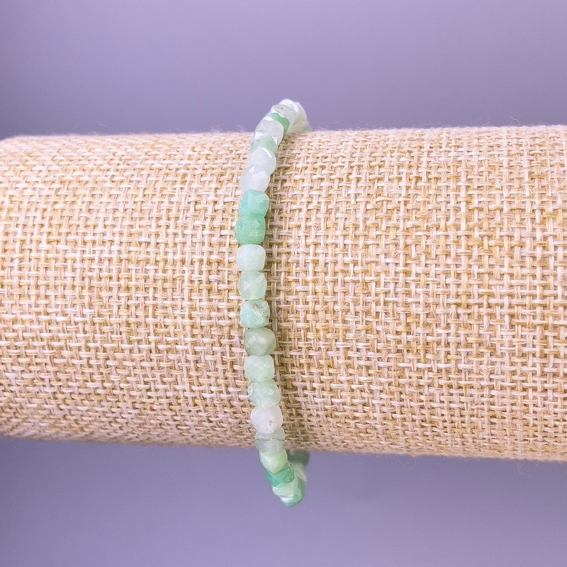Emerald Bracelet with Faceted Cubes, 4x4 mm
