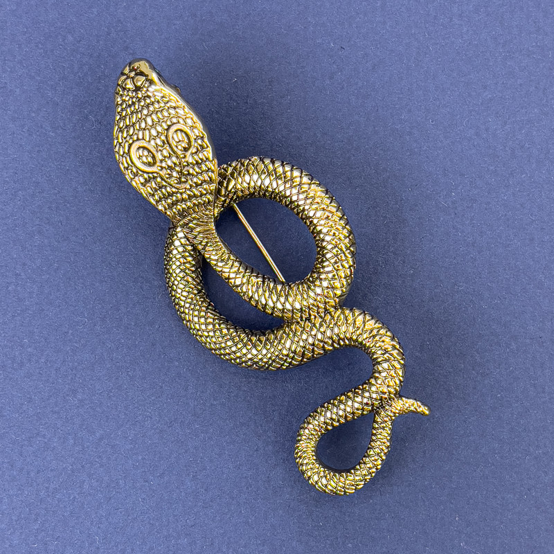 Brooch-pendant Snake Cobra gold-tone metal 77x33mm+