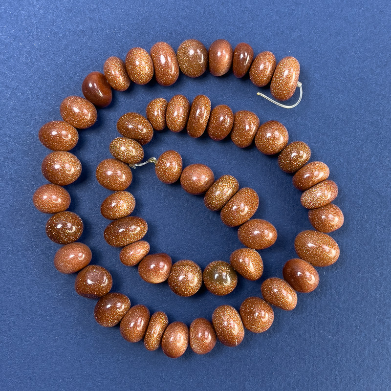 Aventurine Beads 'Golden Sand' Faceted 12×8mm ± on a thread, Length 40cm+