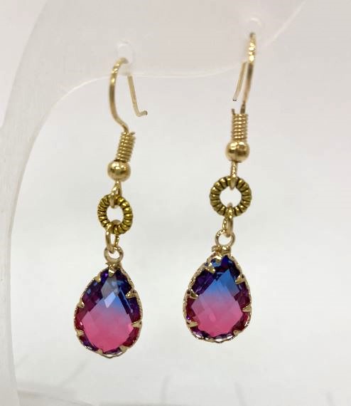 Drop Earrings Multicolor, diameter 10mm+-, length 42mm+-