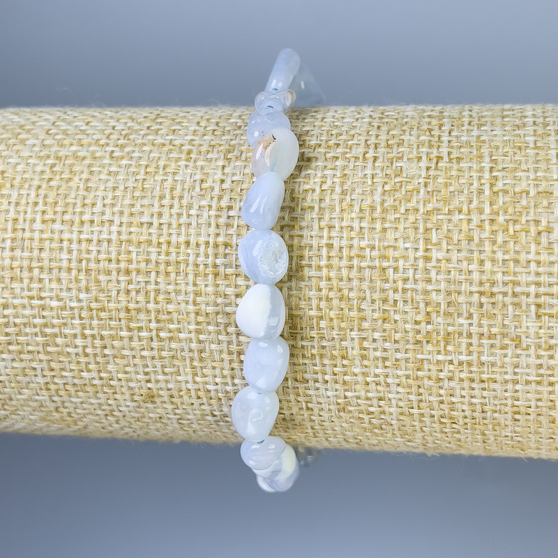 Chalcedony faceted bead bracelet, 5-8×6 mm, 18 cm length, stretch